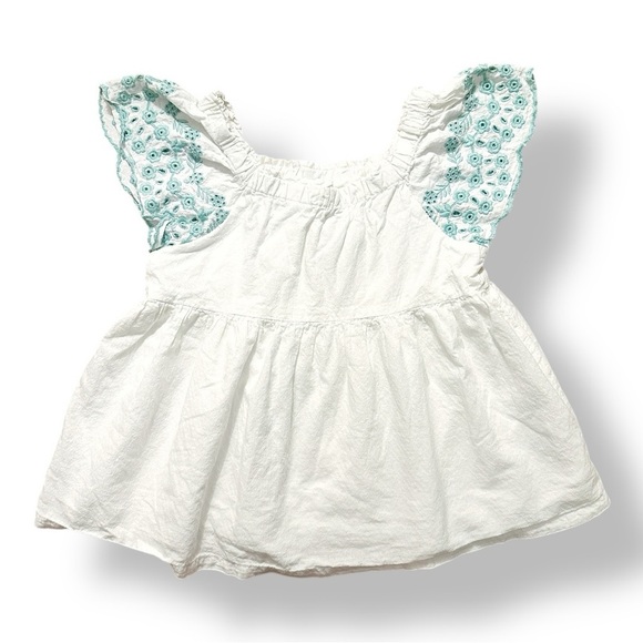 Joie | Embroidered Flutter Sleeve Top (M) - Picture 1 of 5